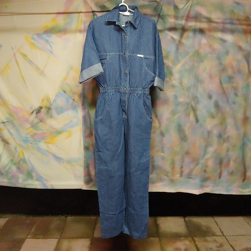 DREAMS women denim romper jumpsuit sz M vintage